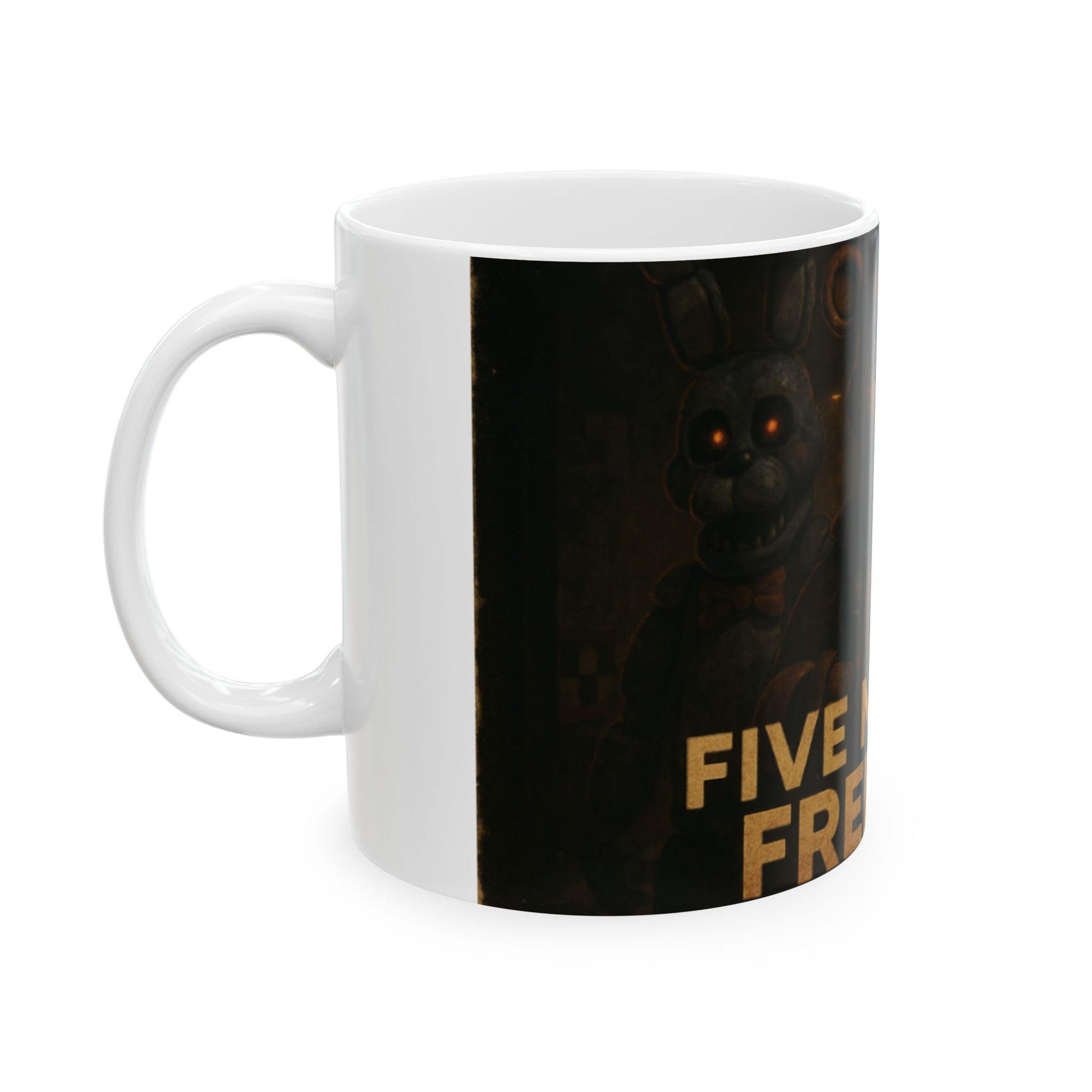 Fun Horror-Themed Ceramic Mug, Perfect for Gamers, Gift for Birthdays, Five Nights at Freddy's Fans, Cool Coffee Cup, Collectible  Digital Art