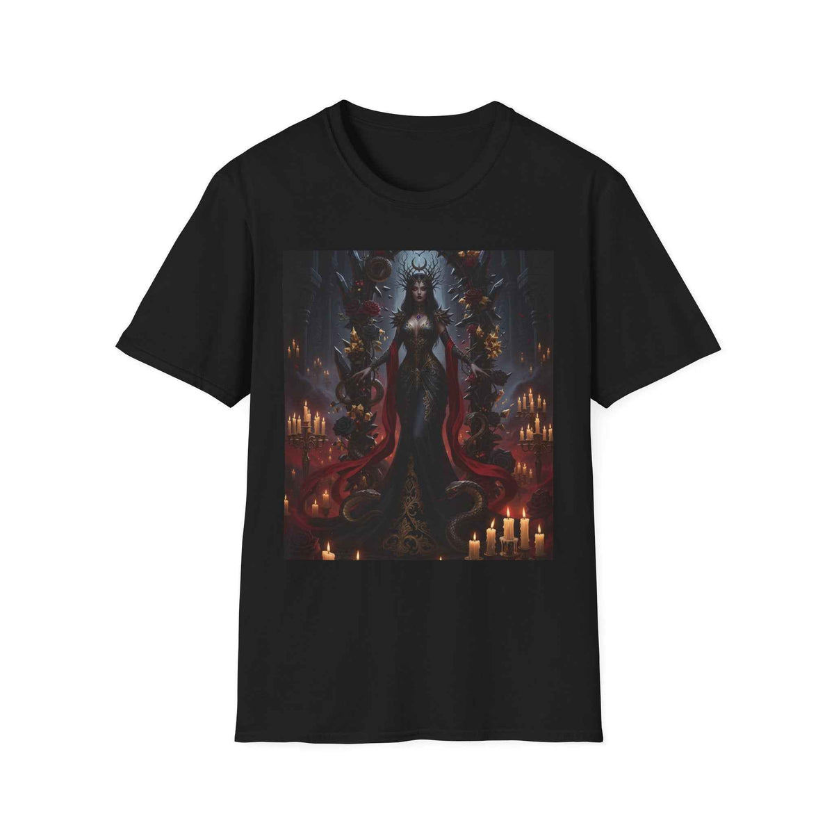 Gothic Dark Queen T-Shirt — Vampire Goddess Illustration Tee