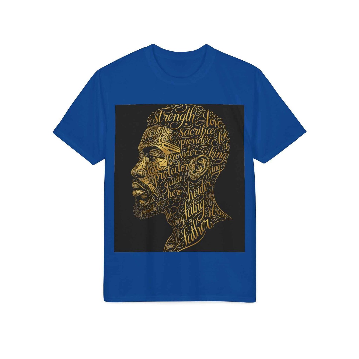 Gold Script Profile T-Shirt — Inspirational Typographic Portrait