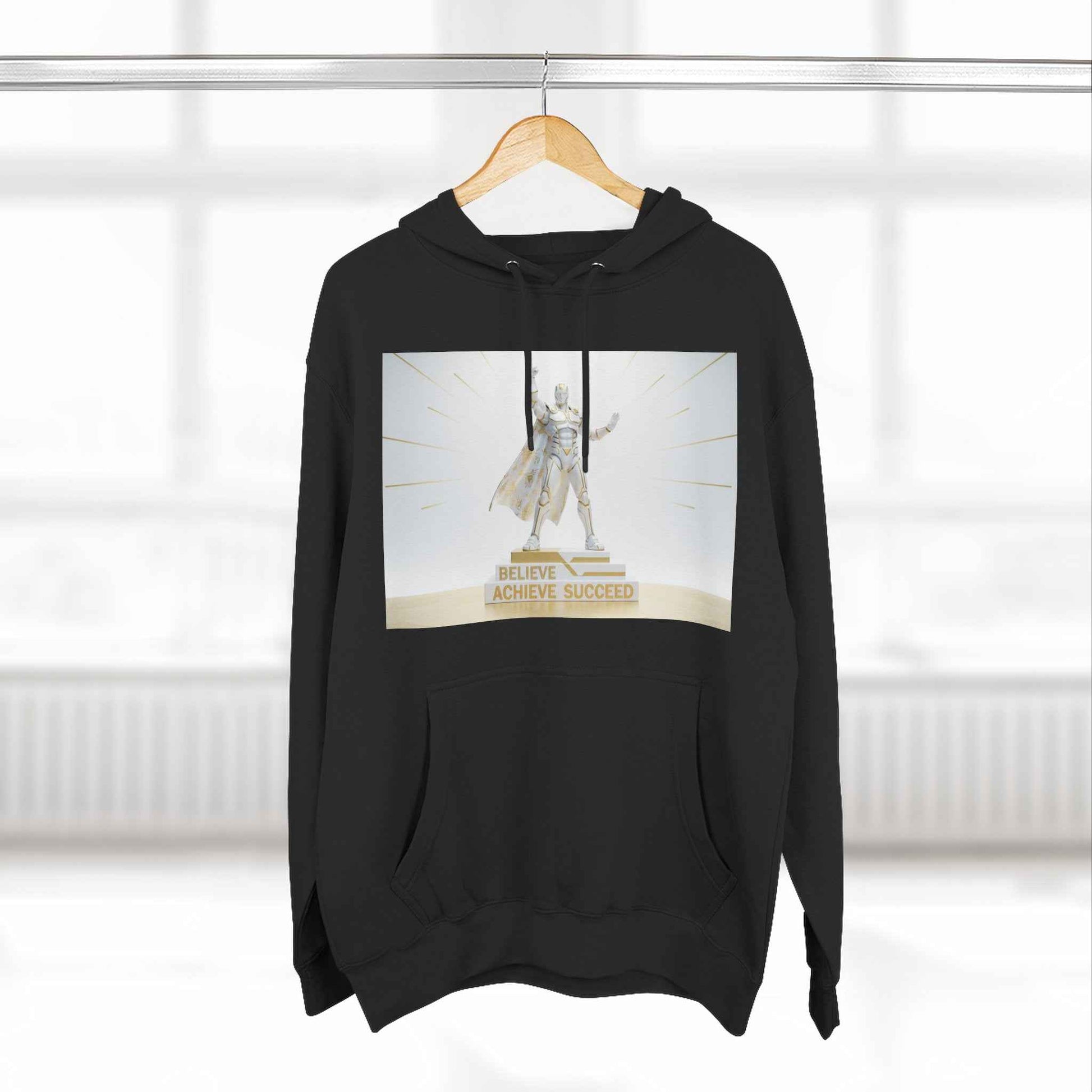 Believe in Success Hoodie — Motivational Angel Graphic Fleece Pullover