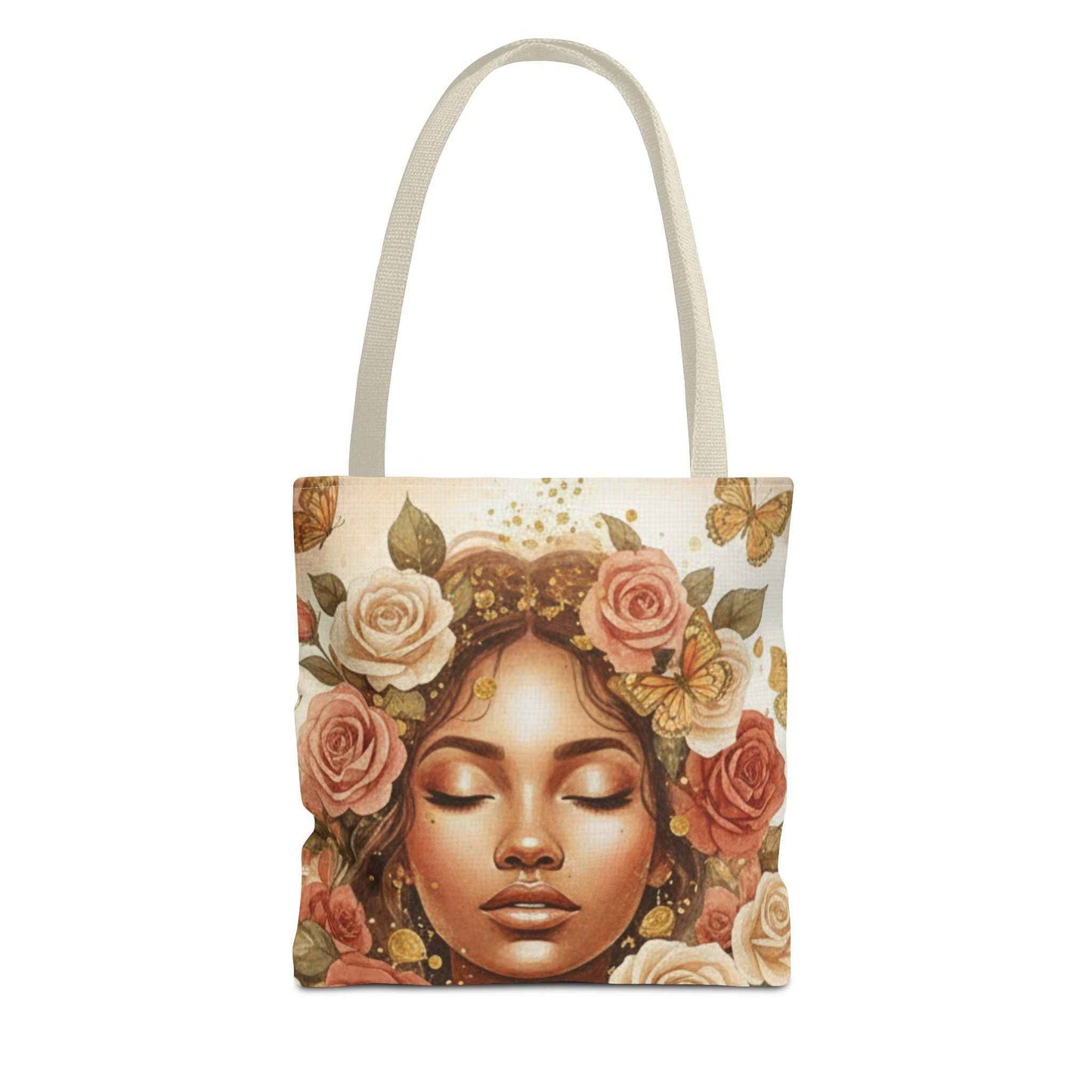 Floral Crown Goddess Tote Bag – Boho Floral Portrait AOP Tote