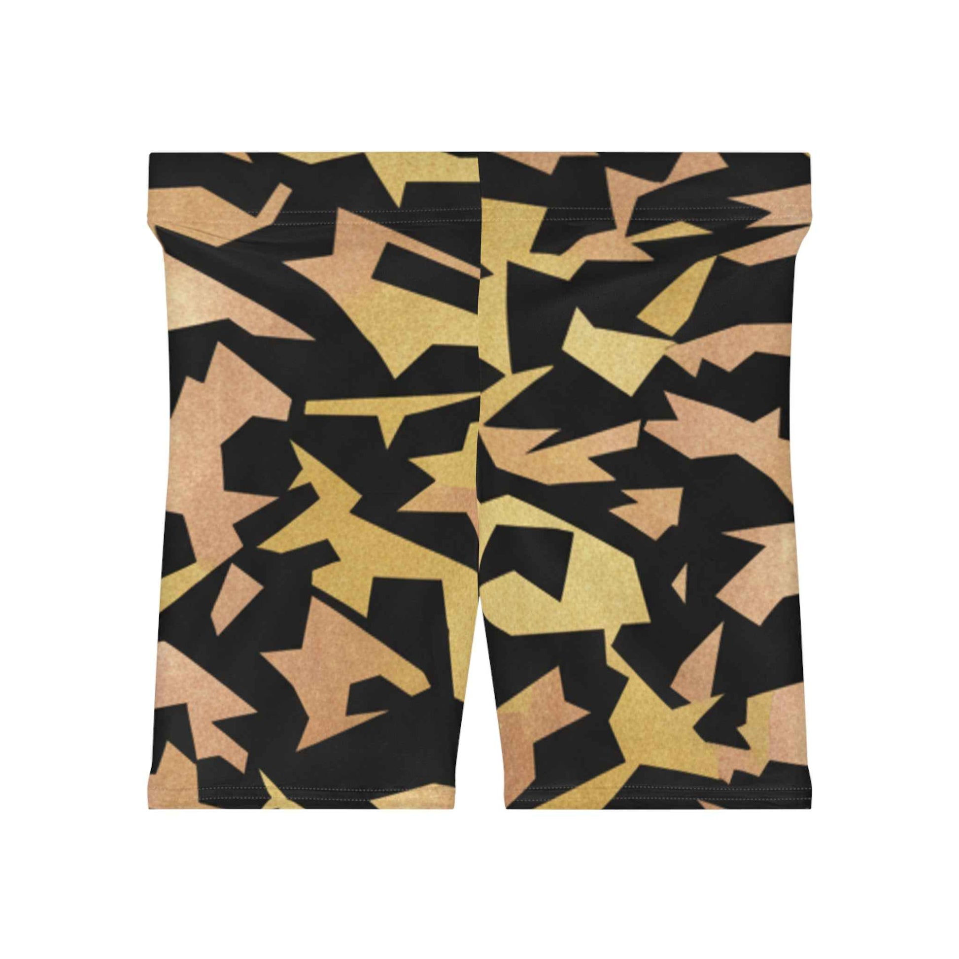 Geometric Camo Biker Shorts — Women's Athletic Cycling Shorts