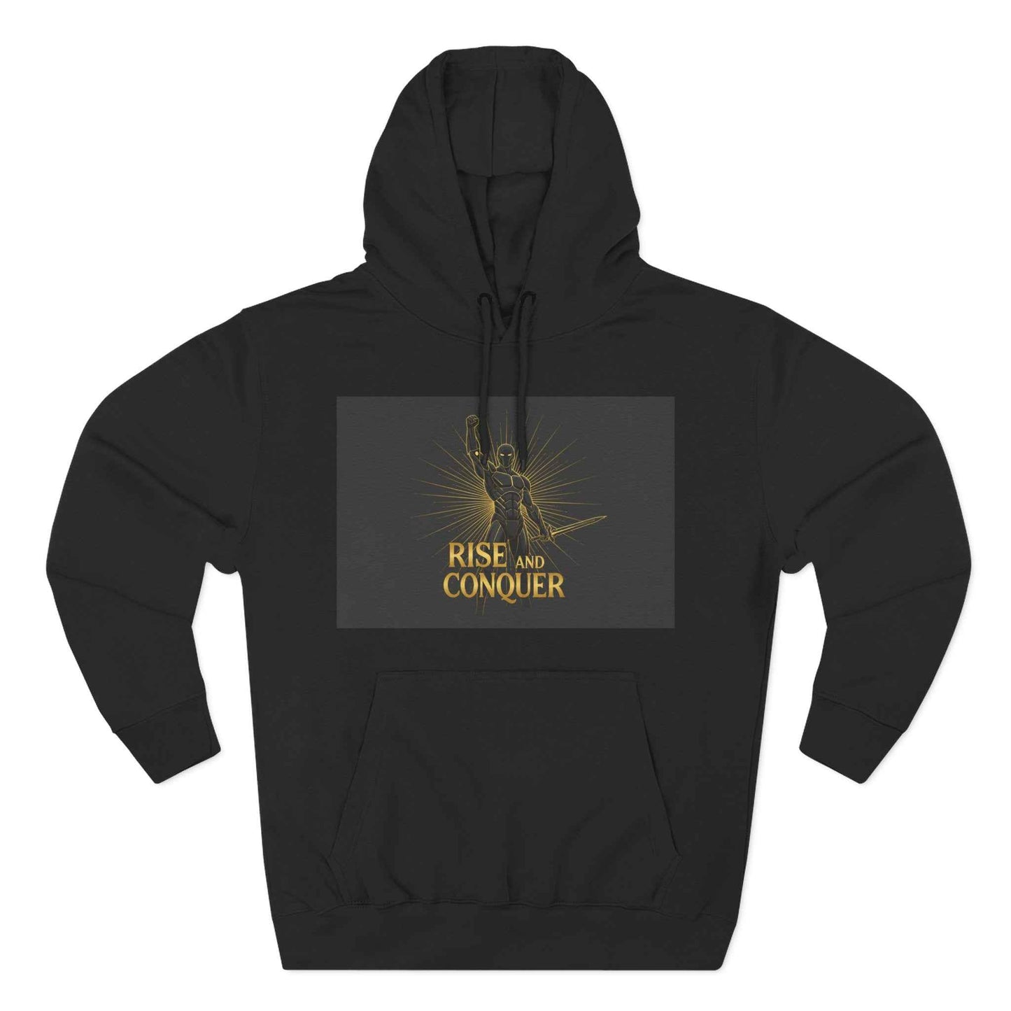 Rise and Conquer Hoodie — Motivational Graphic Fleece Pullover