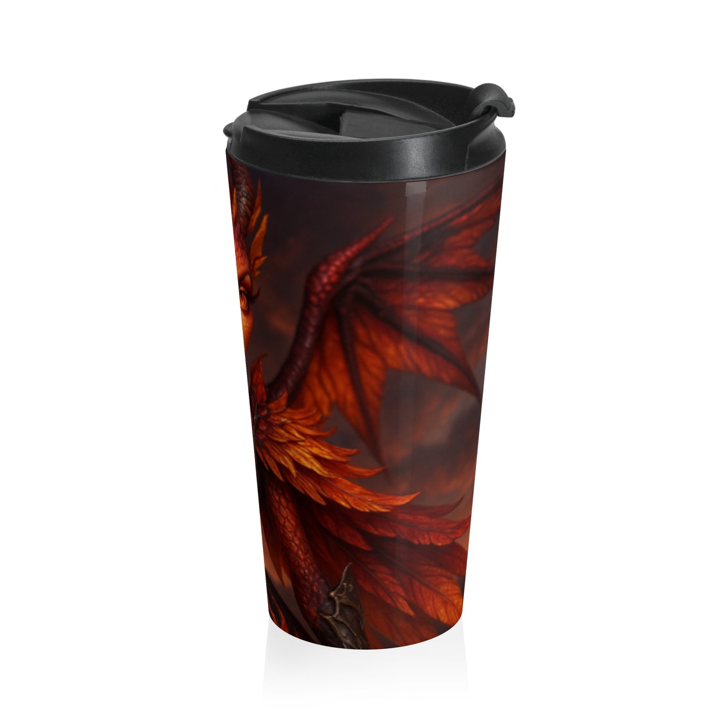 Fiery Fantasy Travel Mug, Perfect for Coffee Lovers, Unique Art Gift, Hot Beverage Cup, Ideal for Adventures, Travel Essentials