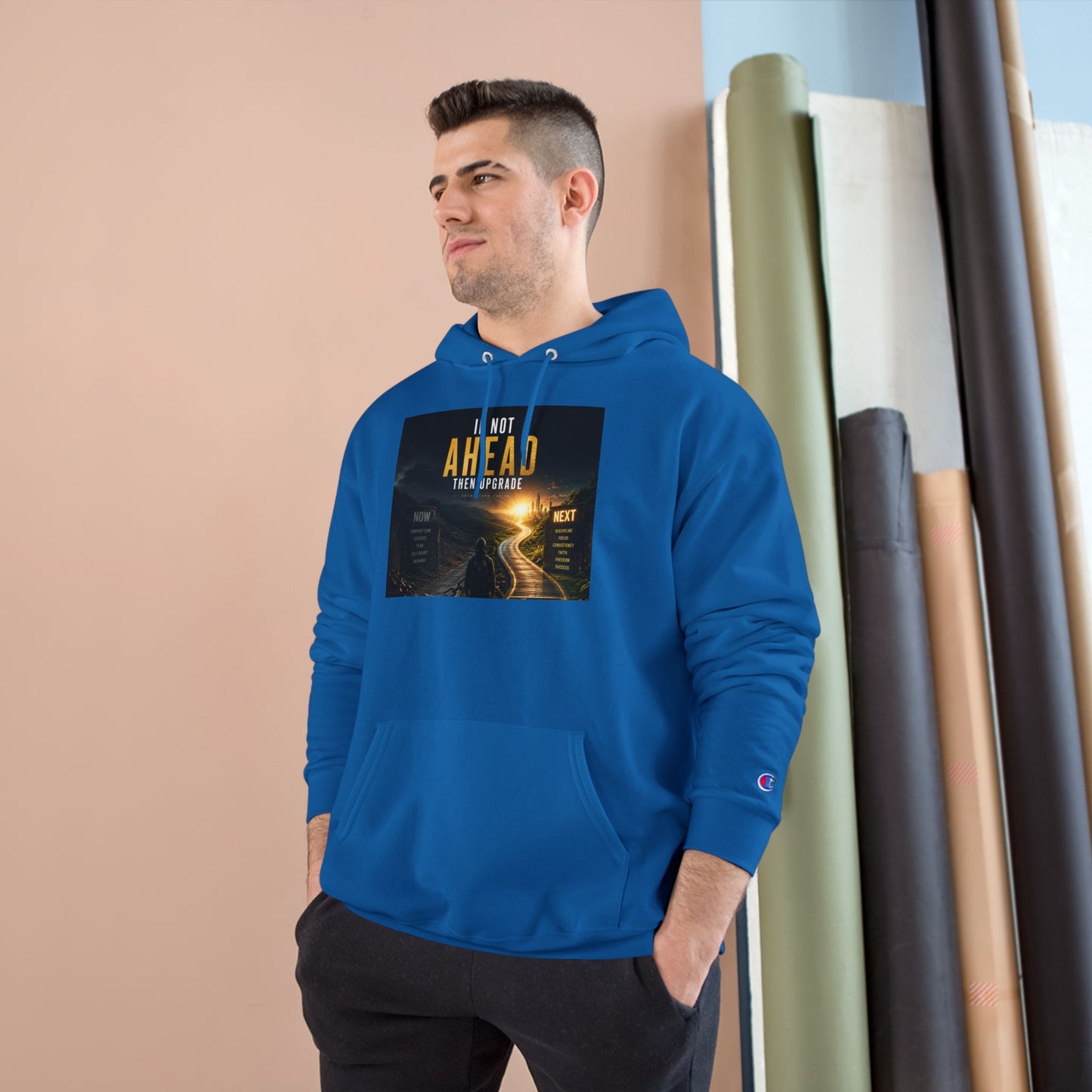 Motivational 'If Not Ahead, Take Aways' Champion Hoodie — Inspirational Road Trip Graphic Hoodie