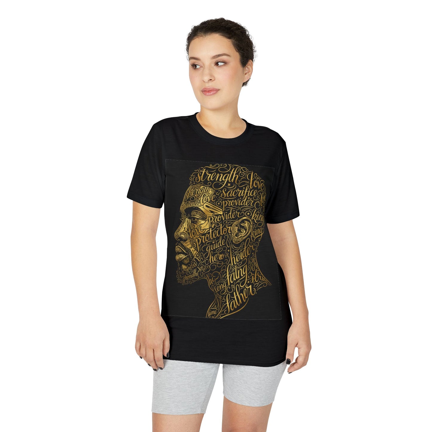 Gold Script Profile T-Shirt — Inspirational Typographic Portrait