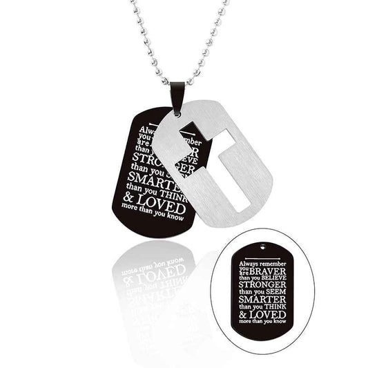 New Cross Double Necklace Stainless Steel Inspirational Letters Pendant Necklace