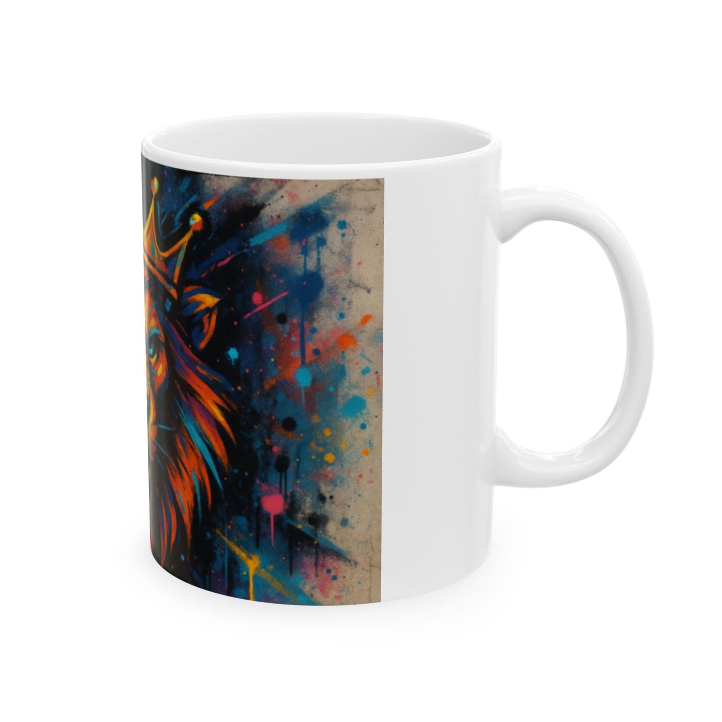 Majestic Lion Ceramic Mug | Animal Lover Coffee Cup, Gift for Him, Vibrant Art Mug, Home & Kitchen, Birthday Gift  Digital Art