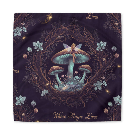 Fairy Mushroom Napkin — 'Where Magic Lives' Cotton Twill Dinner Napkin