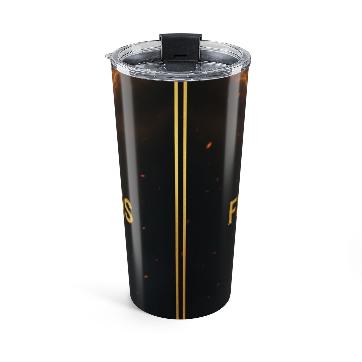 20oz Insulated Tumbler — Black Vertical Stripe Coffee Design