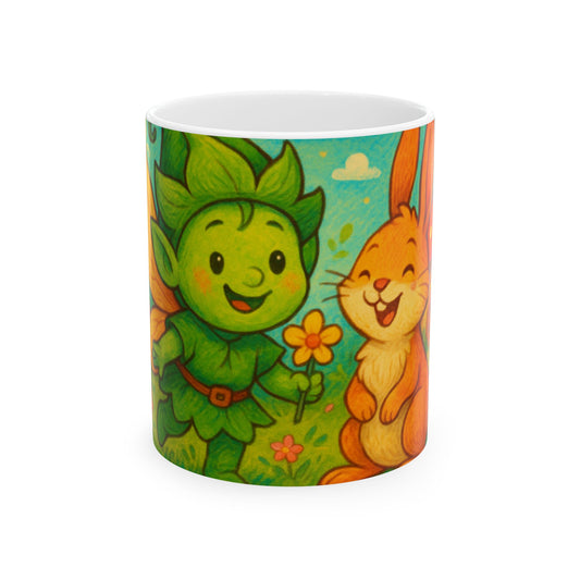 Whimsical Ceramic Mug - Perfect Gift for Nature Lovers, Cute Animal Illustrations, Enchanting Spring Design, Coffee Lover Gift, [...]  Digital Art