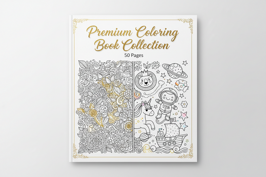 Premium Coloring Book Collection - 50 Pages for Adults & Children
