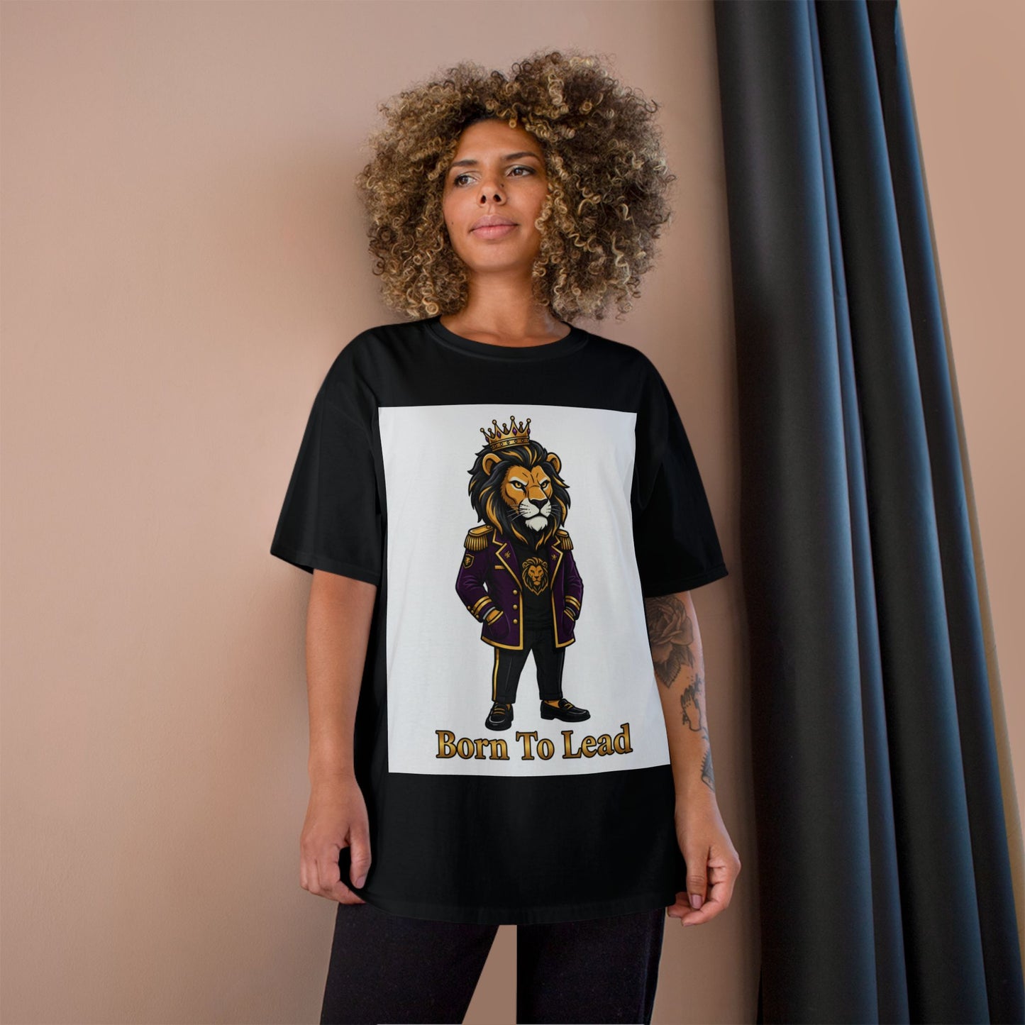 Born To Lead Lion T-Shirt — Regal Crowned Lion Graphic Tee