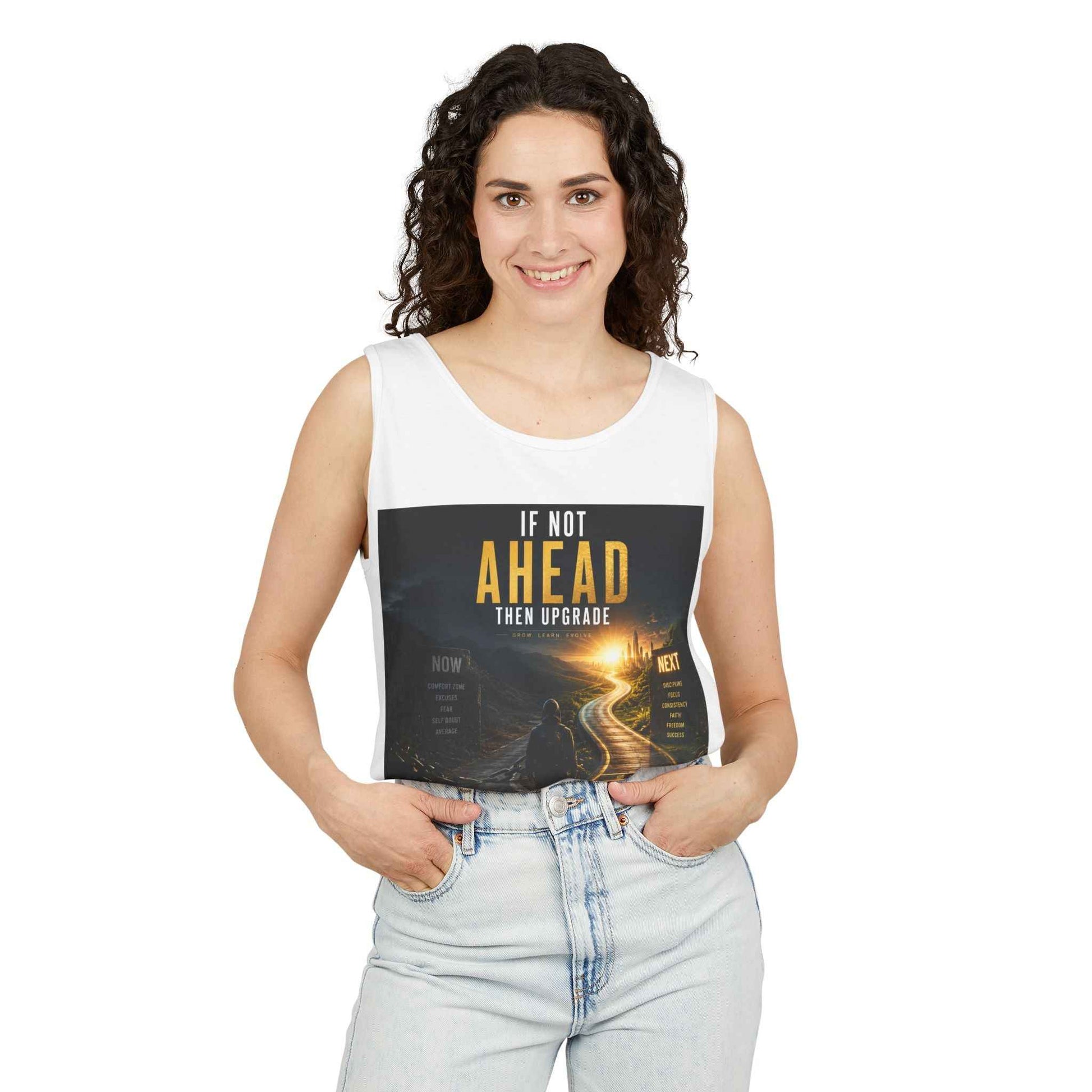 Motivational 'If Not Ahead Then Upgrade' Tank Top