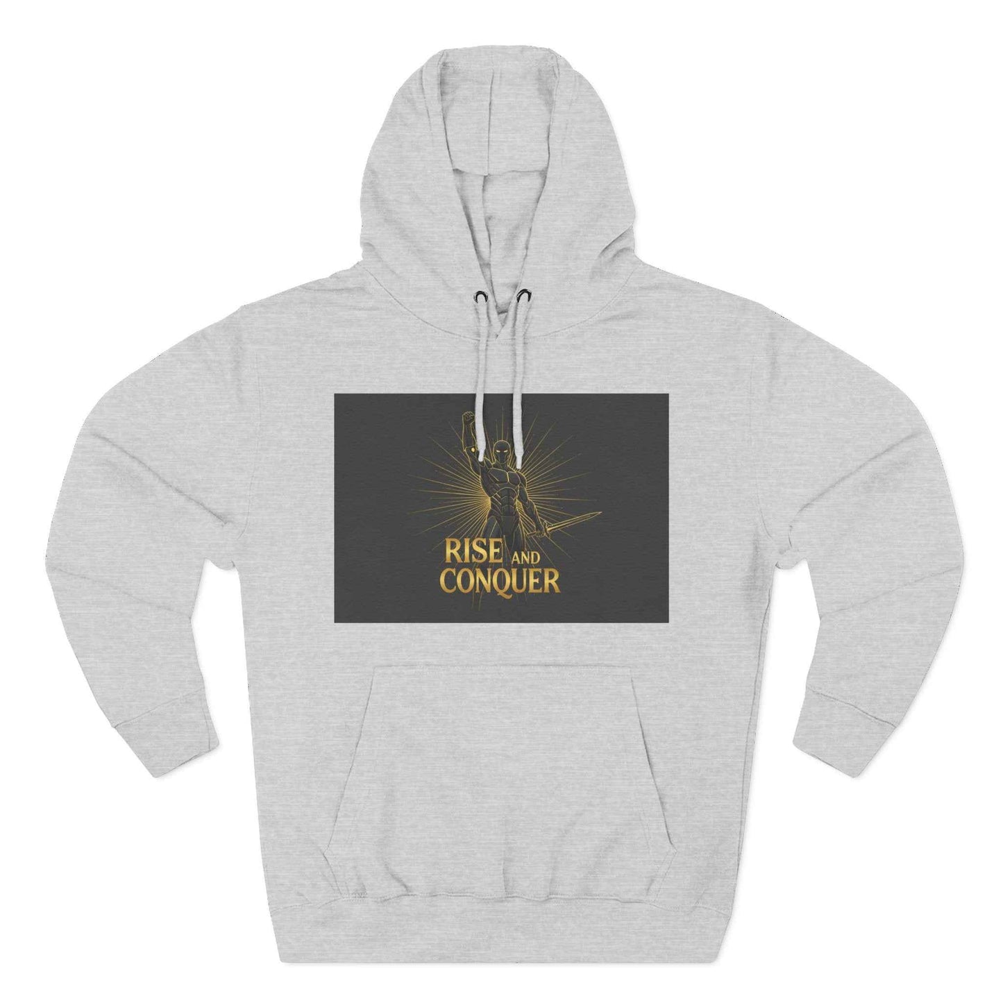 Rise and Conquer Hoodie — Motivational Graphic Fleece Pullover