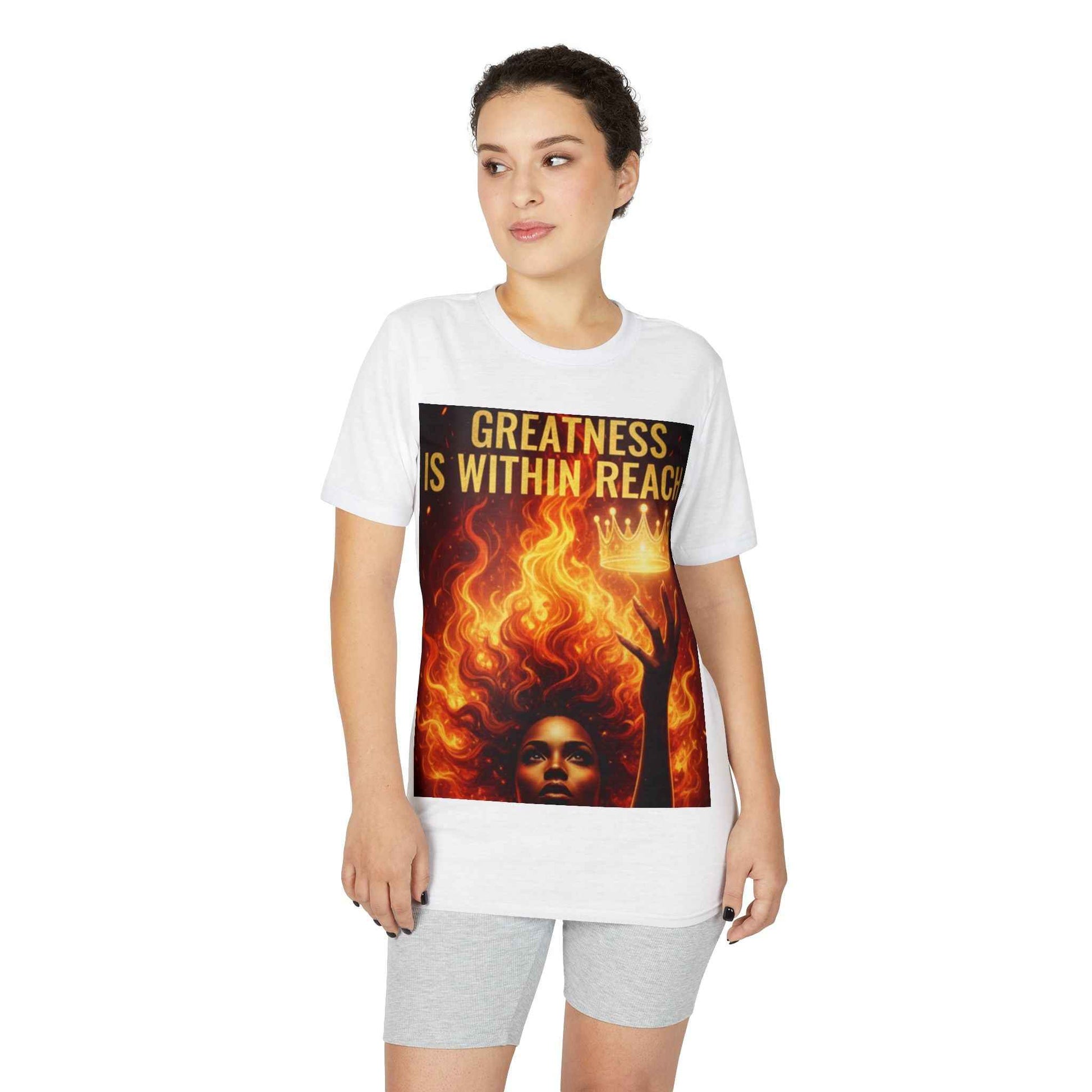 Greatness Is Within Reach T-Shirt — Inspirational Crown & Flame Graphic