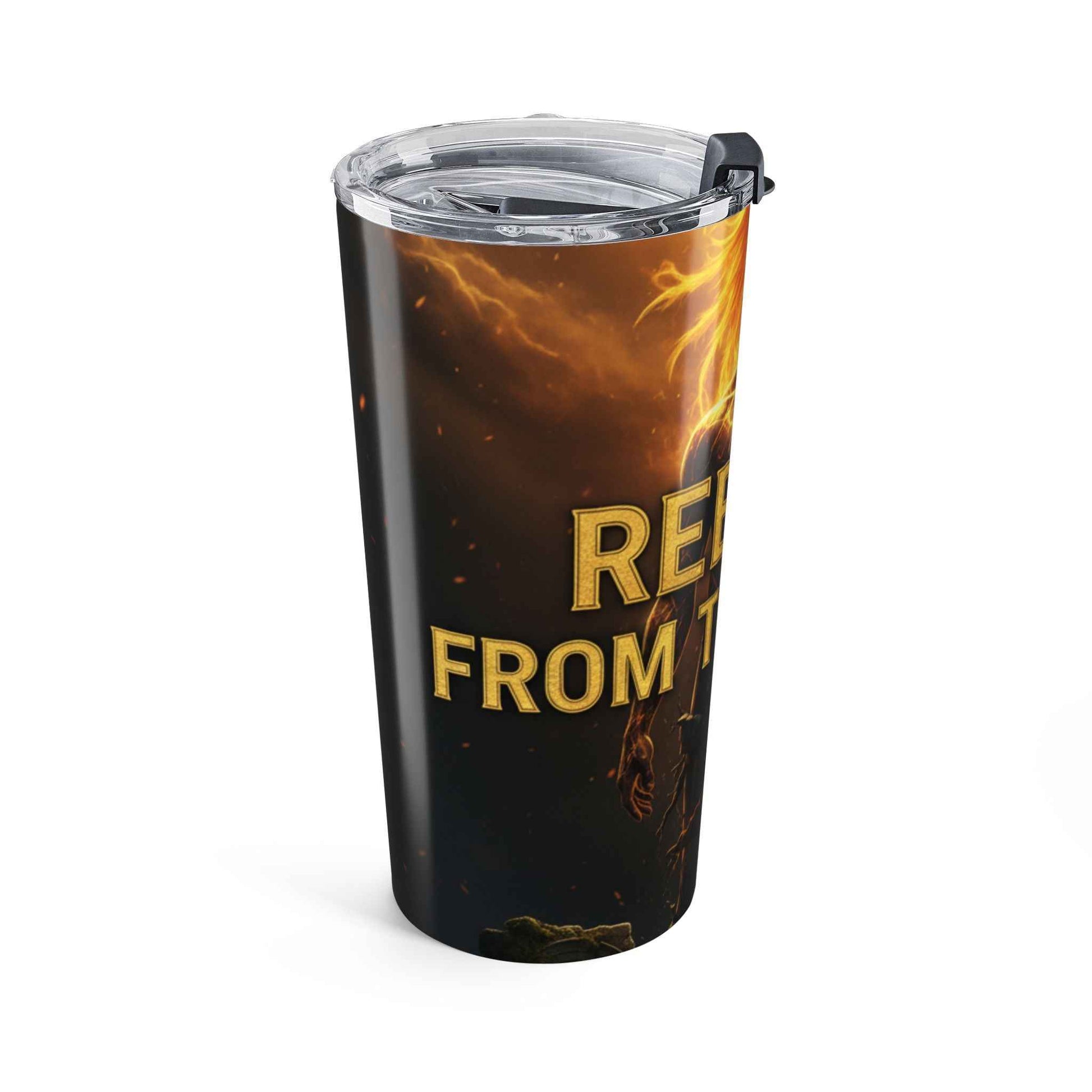 20oz Insulated Tumbler — Black Vertical Stripe Coffee Design