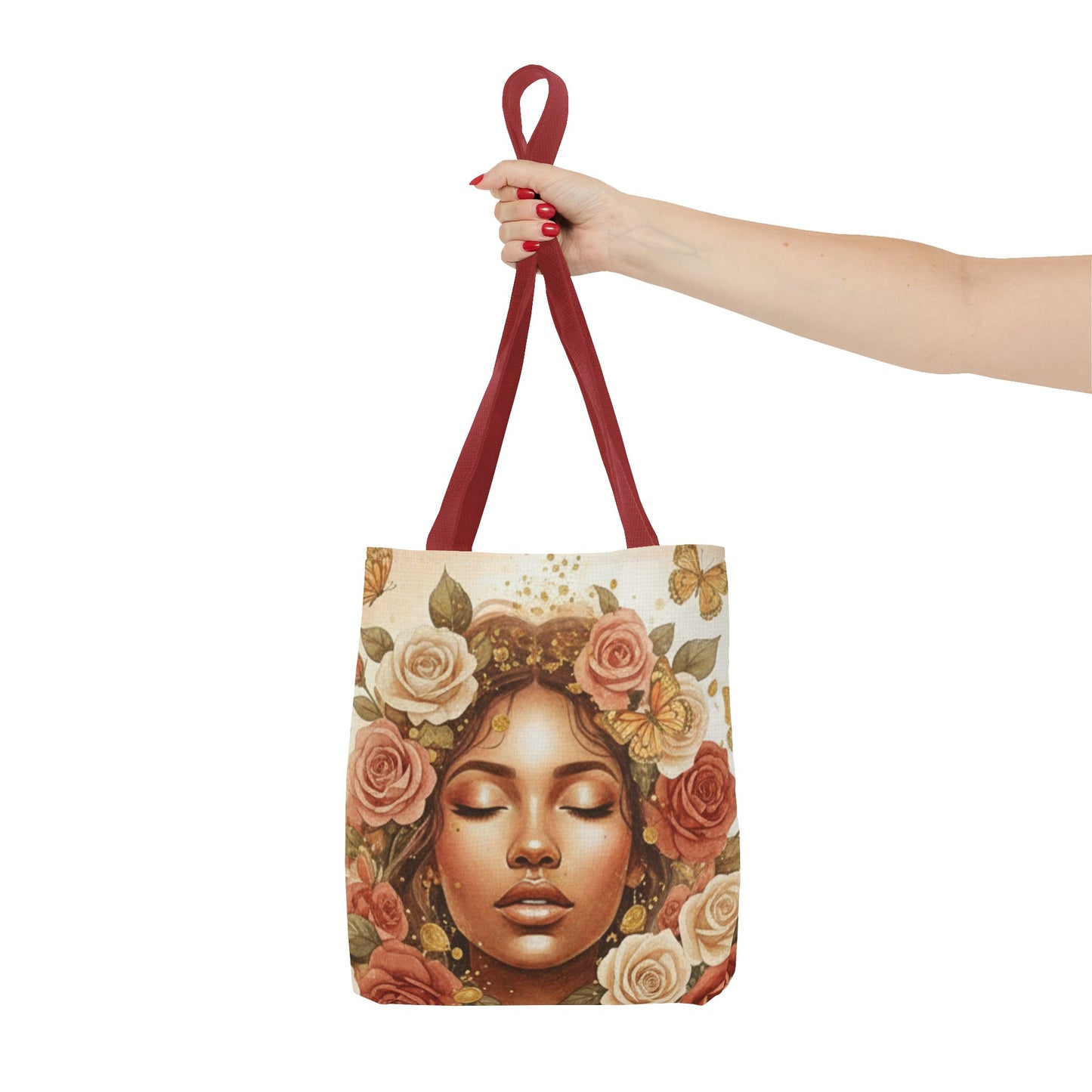 Floral Crown Goddess Tote Bag – Boho Floral Portrait AOP Tote