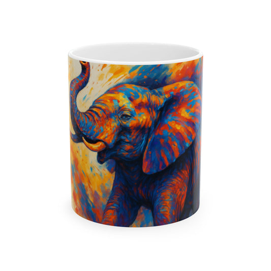 Vibrant Elephant Ceramic Mug - Colorful Coffee Cup, Elephant Gift, Animal Lover Mug, Art Mug, Unique Home Decor  Digital Art
