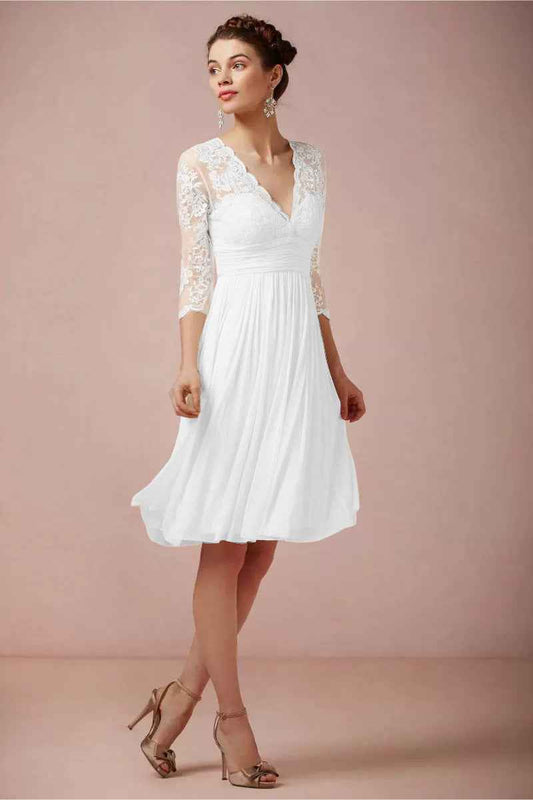 Lace V-neck Ball Gown Hosts Evening Dress
