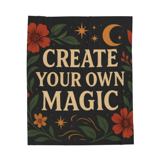 Cozy Velveteen Plush Blanket - Create Your Own Magic, Perfect for Home Decor, Gift for Friends, Travel, Couch, or Bed