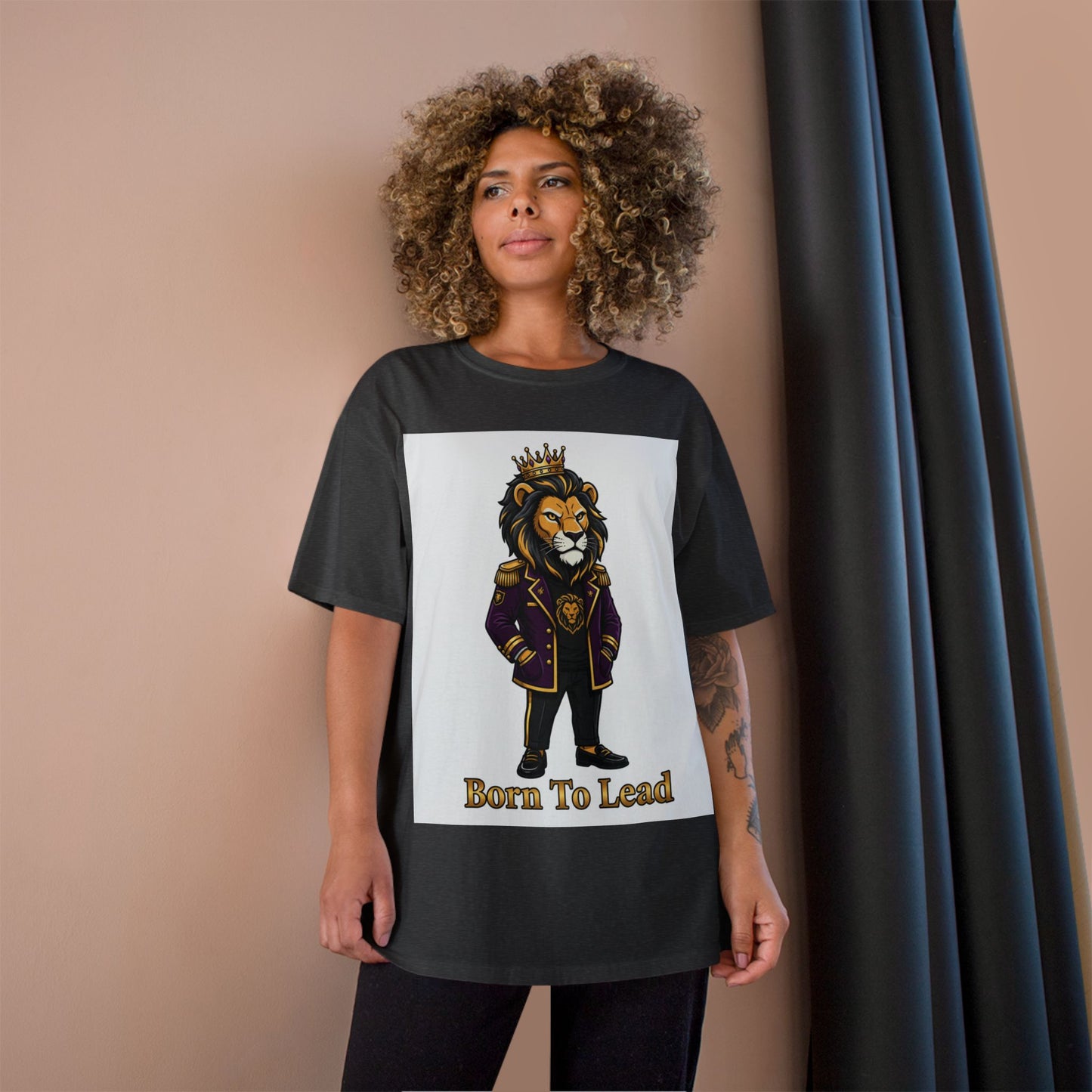 Born To Lead Lion T-Shirt — Regal Crowned Lion Graphic Tee