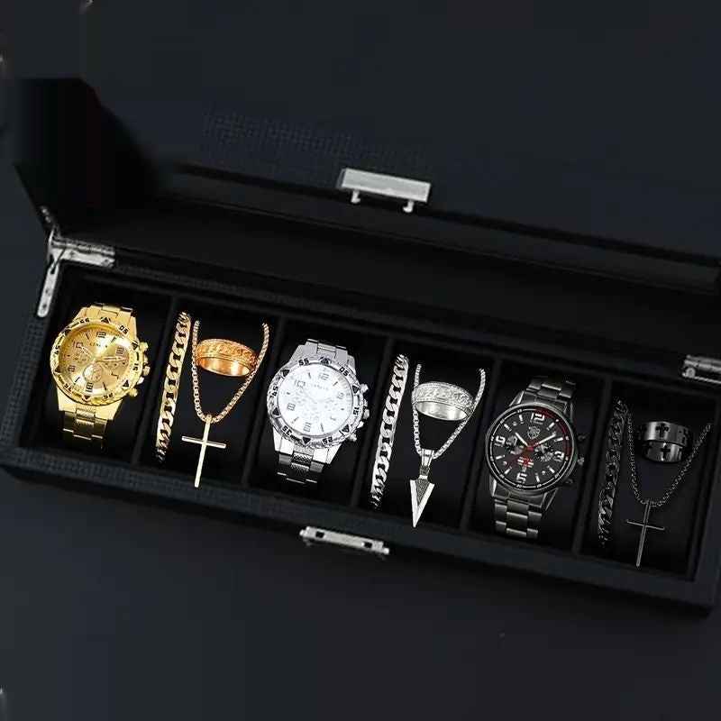 12-set Men's Watches  Fashionable Multi-color Assortment Of Quartz Men's Watches