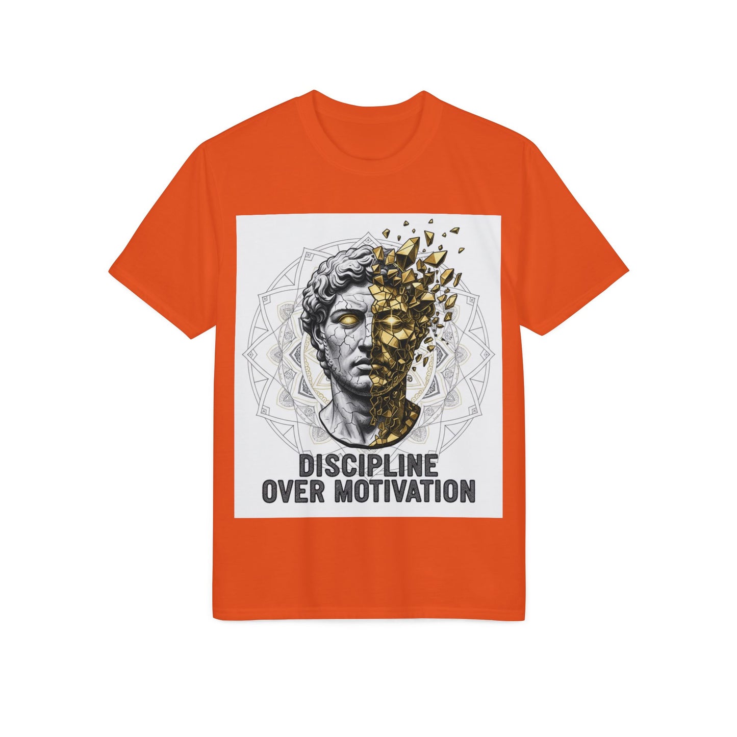 Discipline Over Motivation T-Shirt — Stoic Statue Fitness Tee