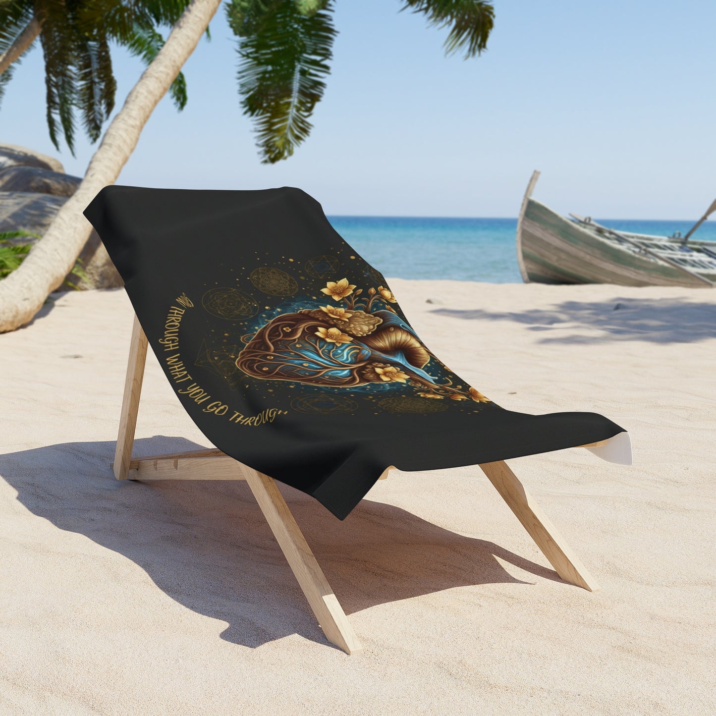 Anatomical Heart Beach Towel — "Grow Through What You Go Through" Inspirational Floral Design