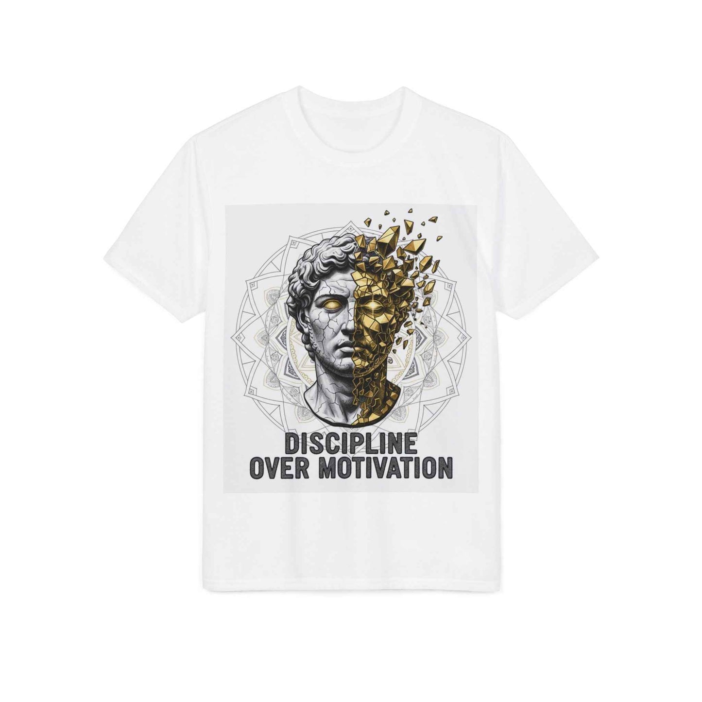 Discipline Over Motivation T-Shirt — Stoic Statue Fitness Tee