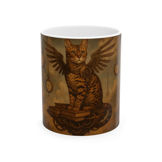 Artistic Cat Mug - Whimsical Vintage Cat Art, Gift for Cat Lovers, Cozy Home Decor, Perfect for Birthdays, Holidays, or Book Lovers  Digital Art