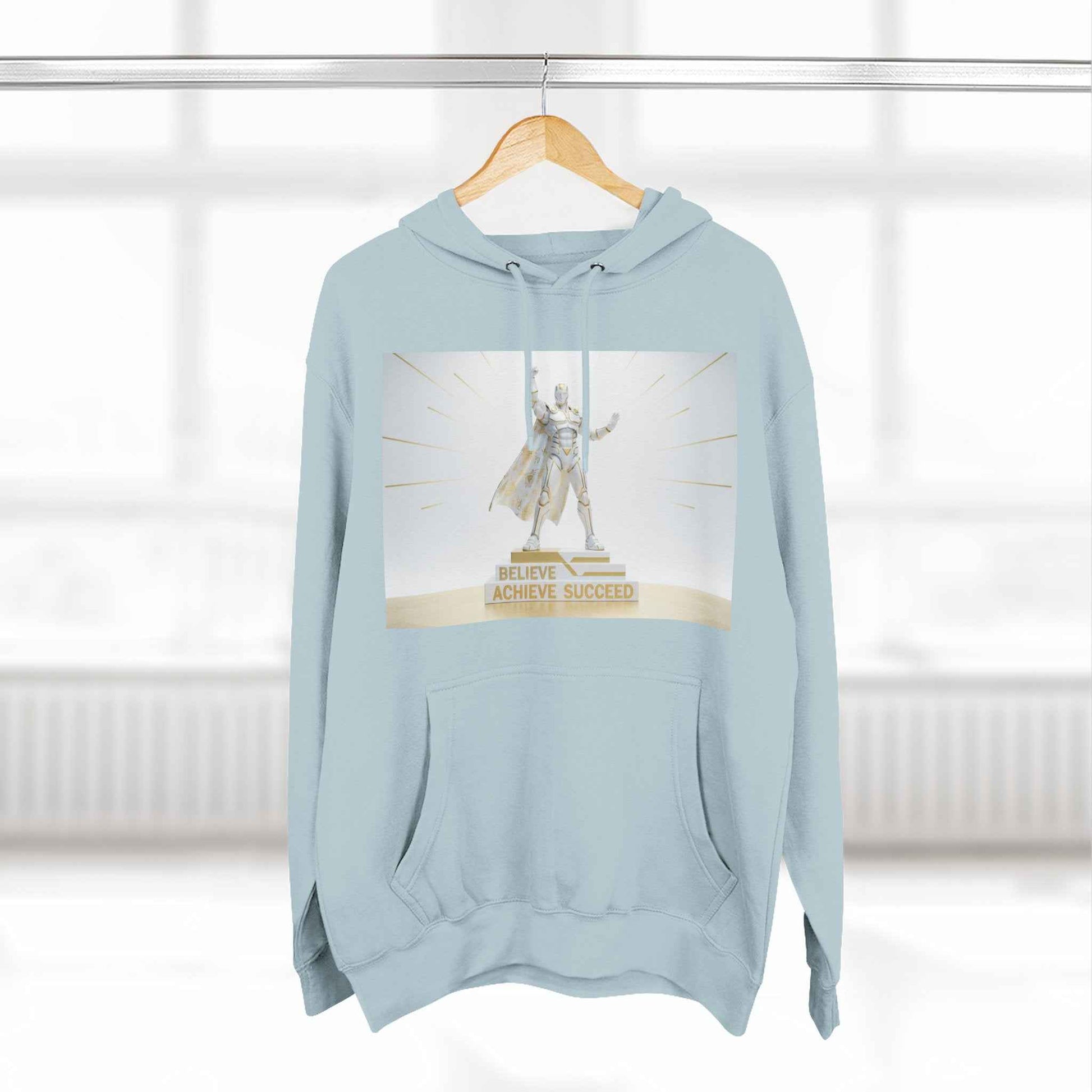 Believe in Success Hoodie — Motivational Angel Graphic Fleece Pullover