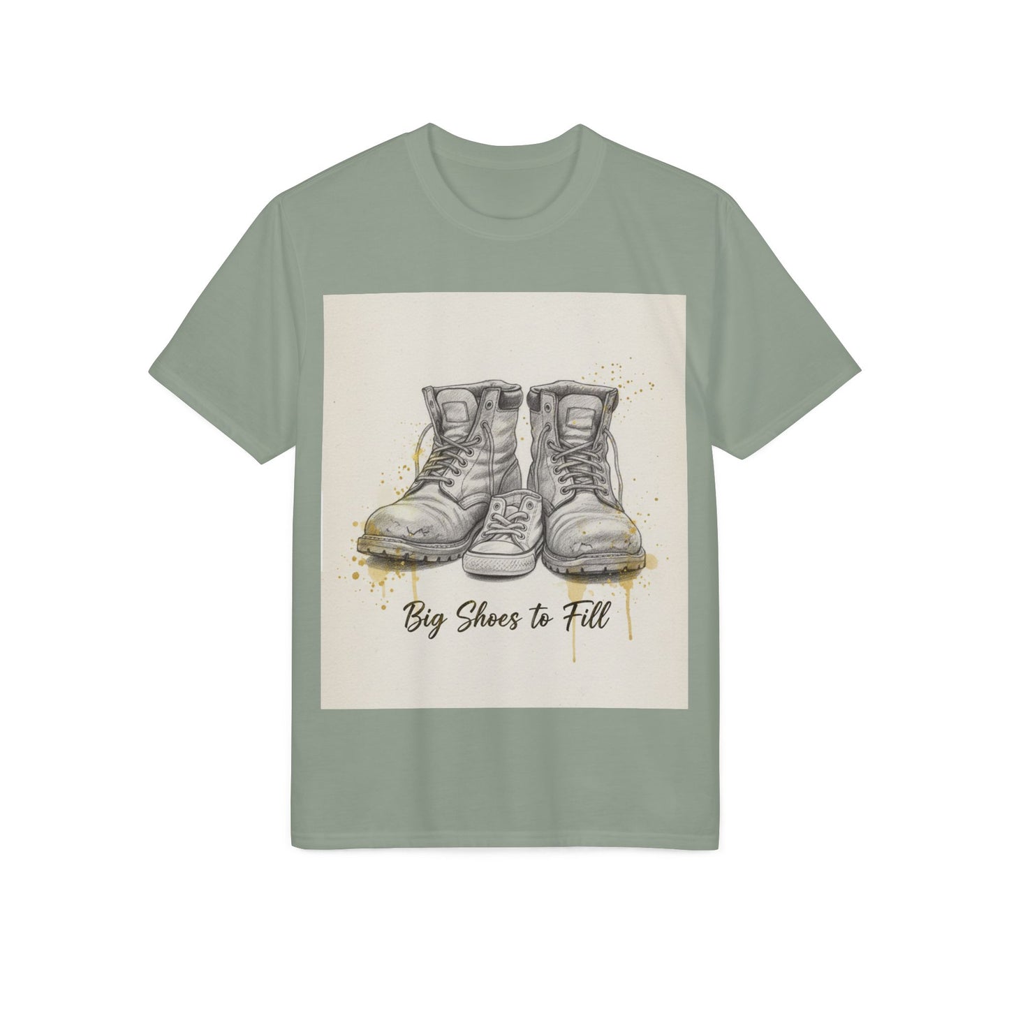 T-Shirt — 'Big Shoes to Fill' Vintage Boots Graphic Tee — Tribute & Memorial Gift