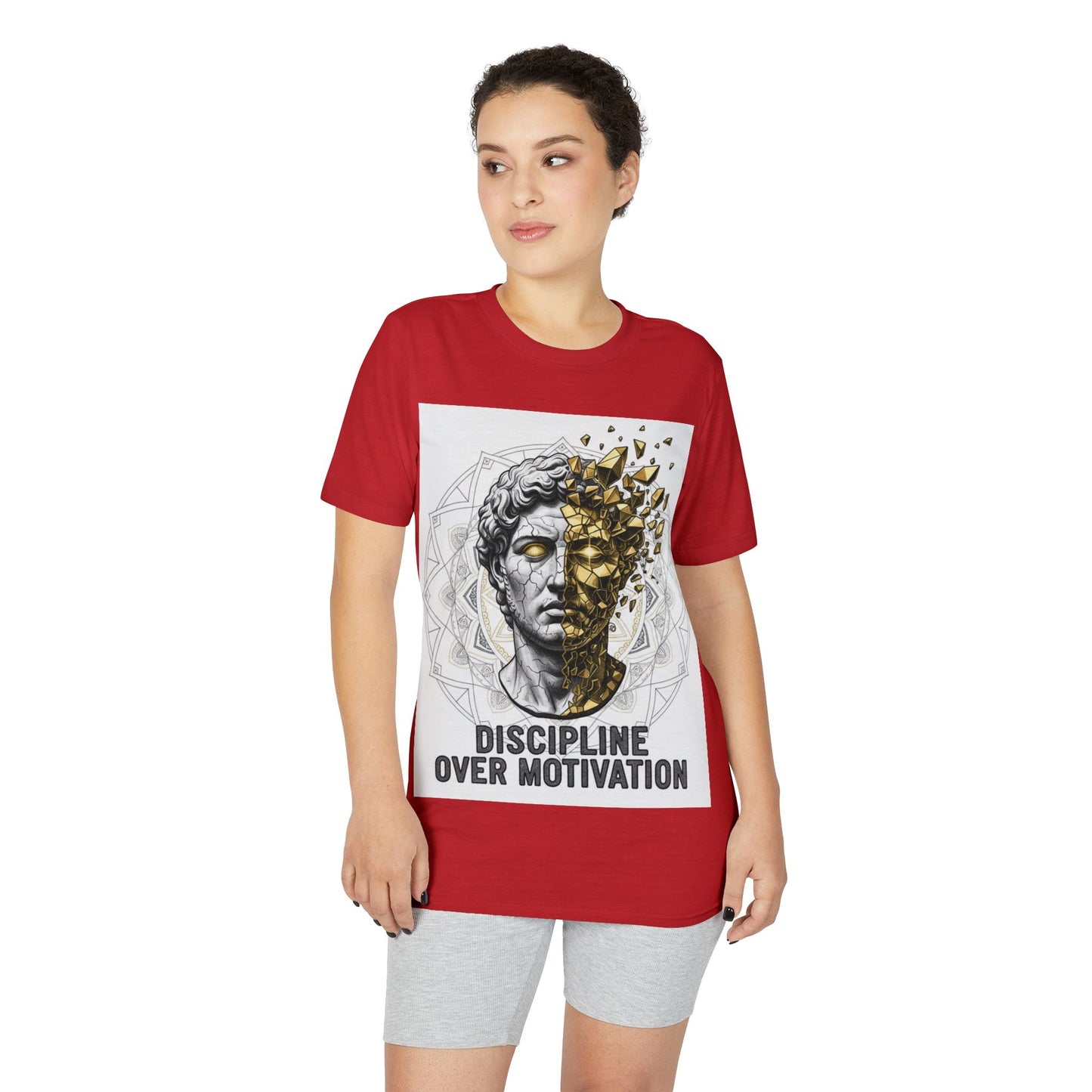 Discipline Over Motivation T-Shirt — Stoic Statue Fitness Tee