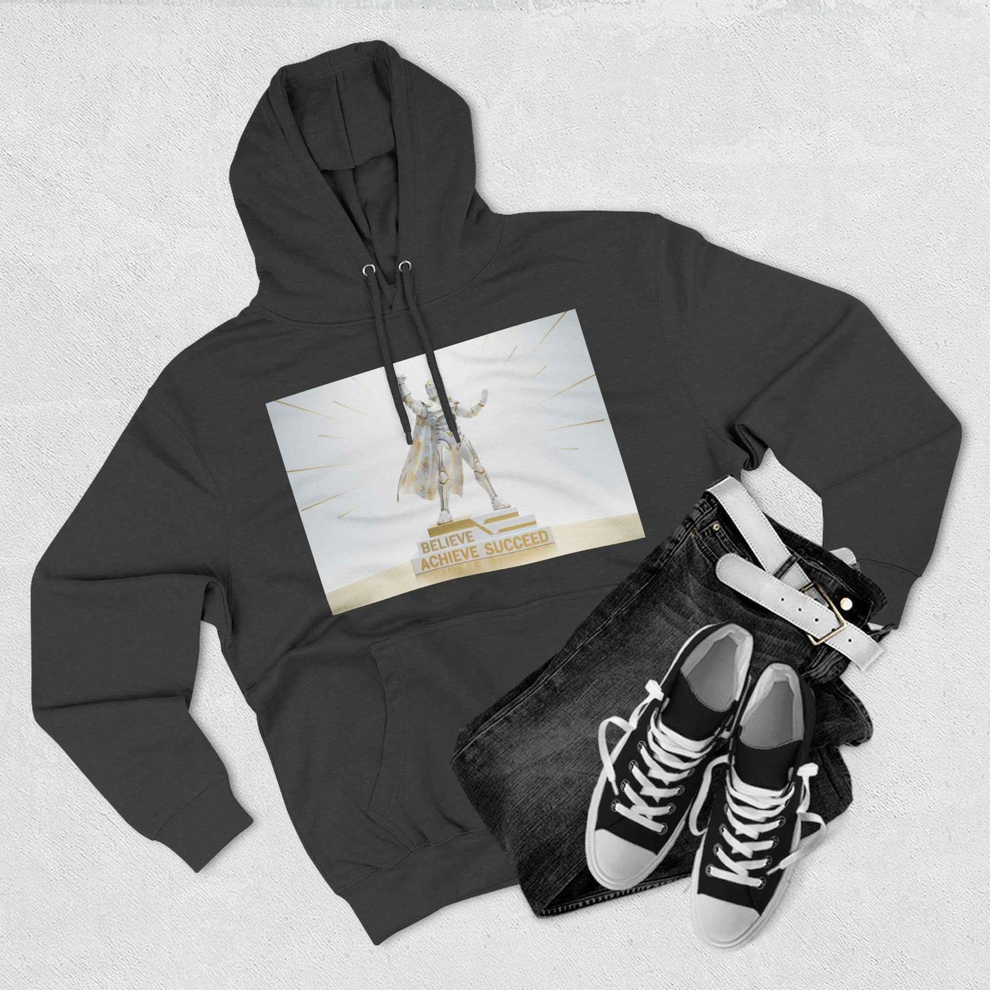 Believe in Success Hoodie — Motivational Angel Graphic Fleece Pullover