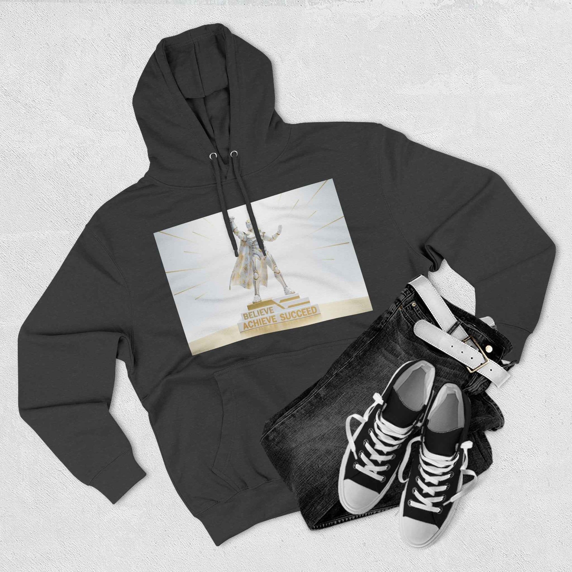 Believe in Success Hoodie — Motivational Angel Graphic Fleece Pullover