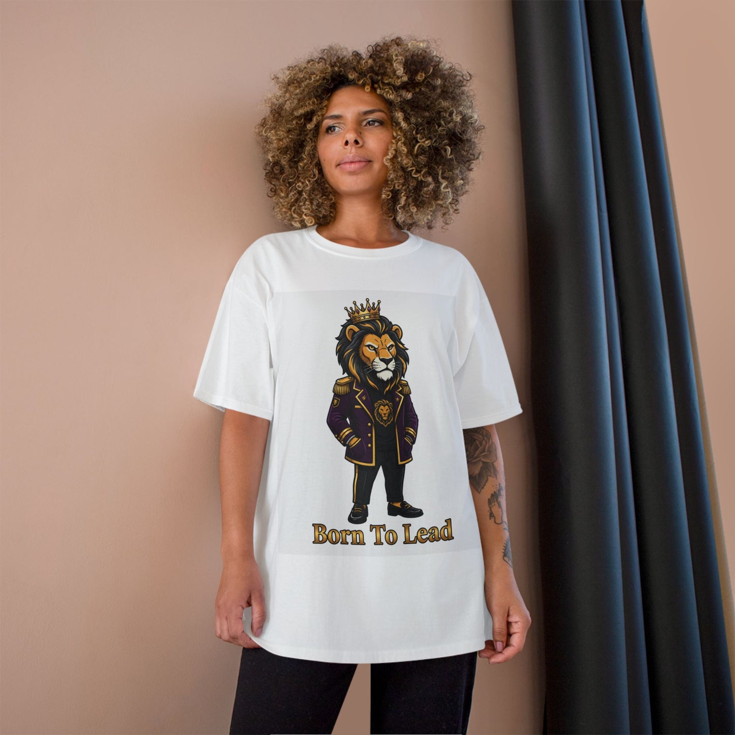Born To Lead Lion T-Shirt — Regal Crowned Lion Graphic Tee