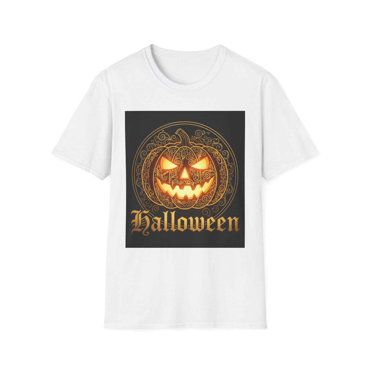 Halloween Jack-O'-Lantern T-Shirt — Glowing Pumpkin Graphic Tee