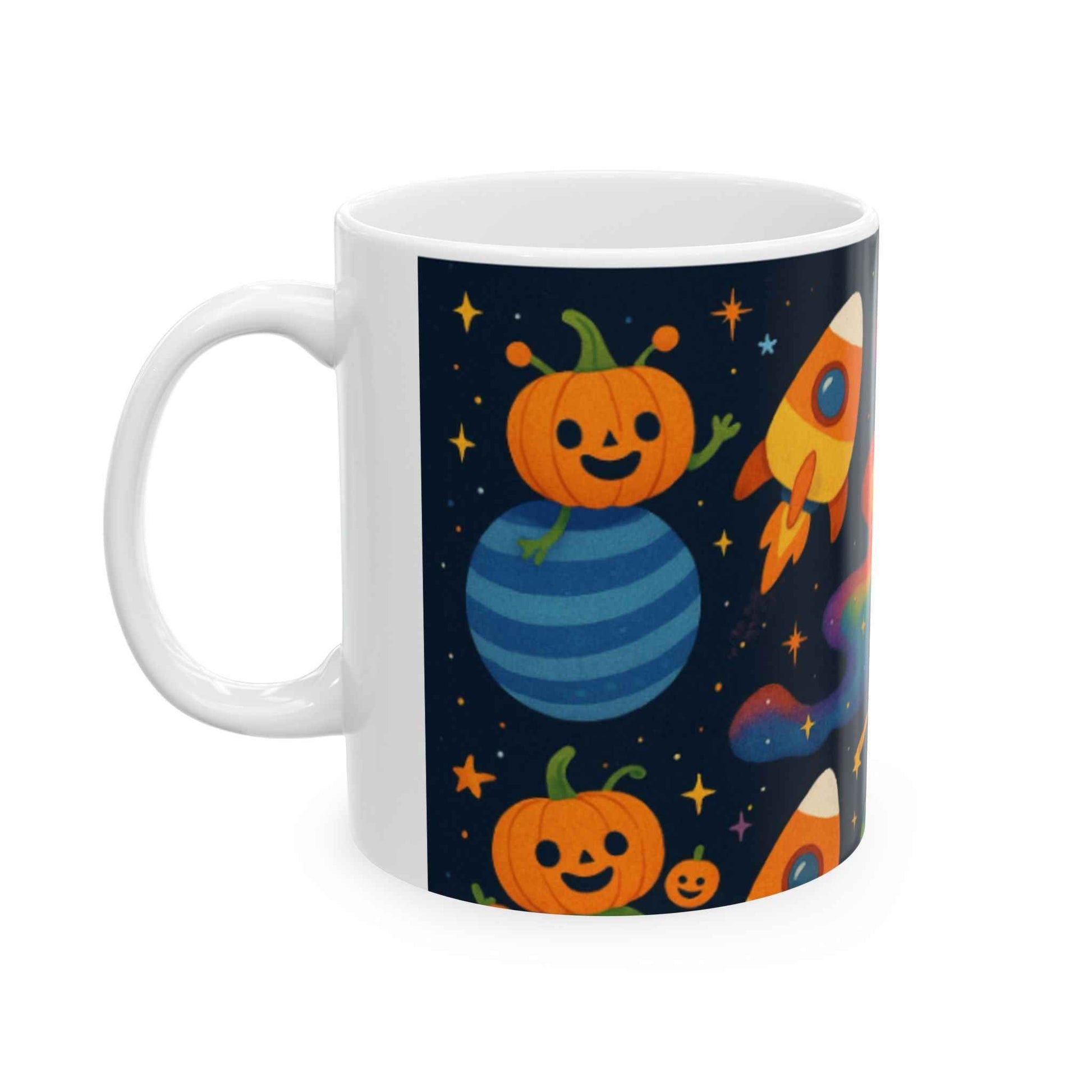 Cosmic Adventure Ceramic Mug - Space Theme, Rocketship Design, Perfect for Coffee Lovers, Kids Room Decor, Gift for Astronaut Enthusiasts