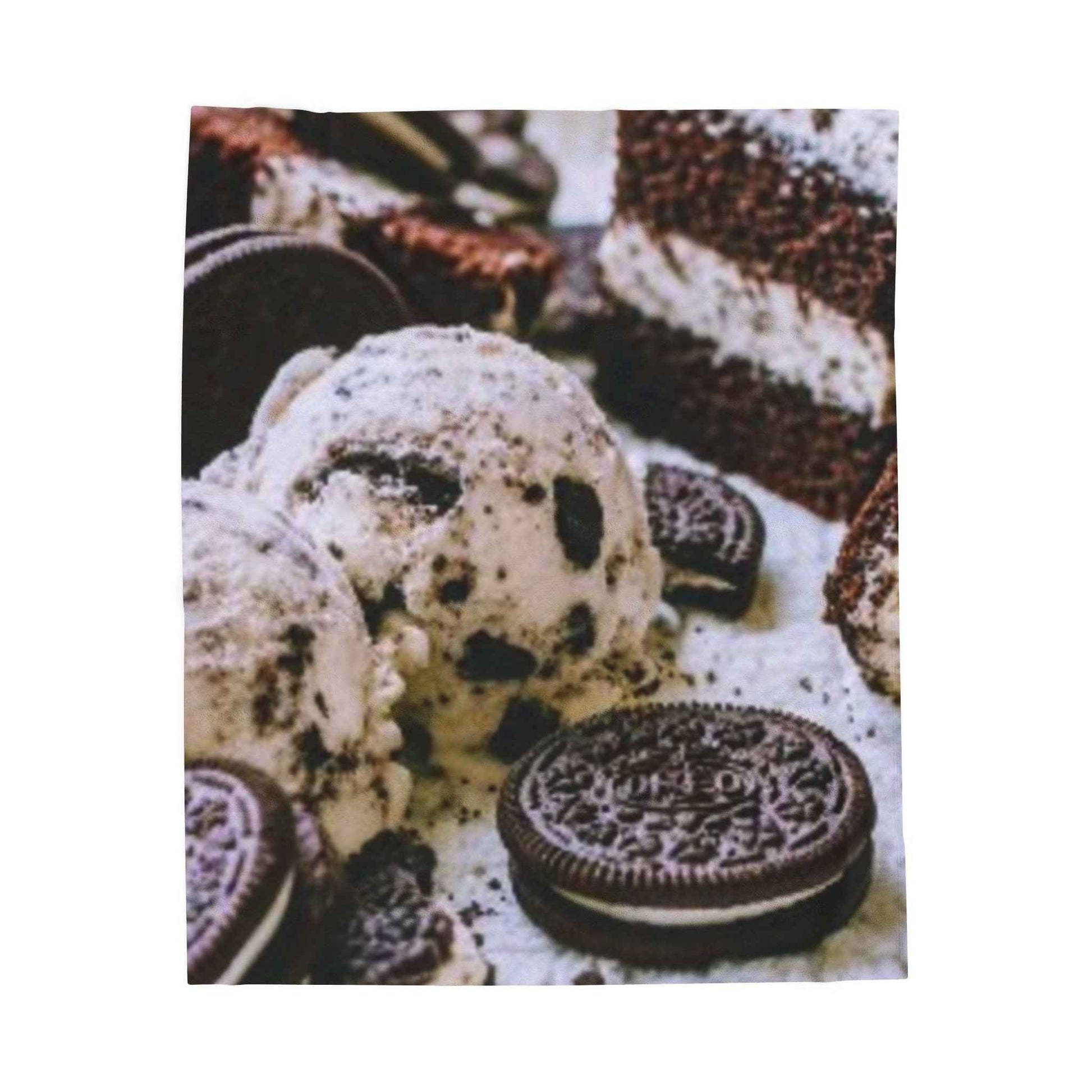 Cozy Oreos Plush Blanket - Soft Velveteen Throw for Ice Cream Lovers