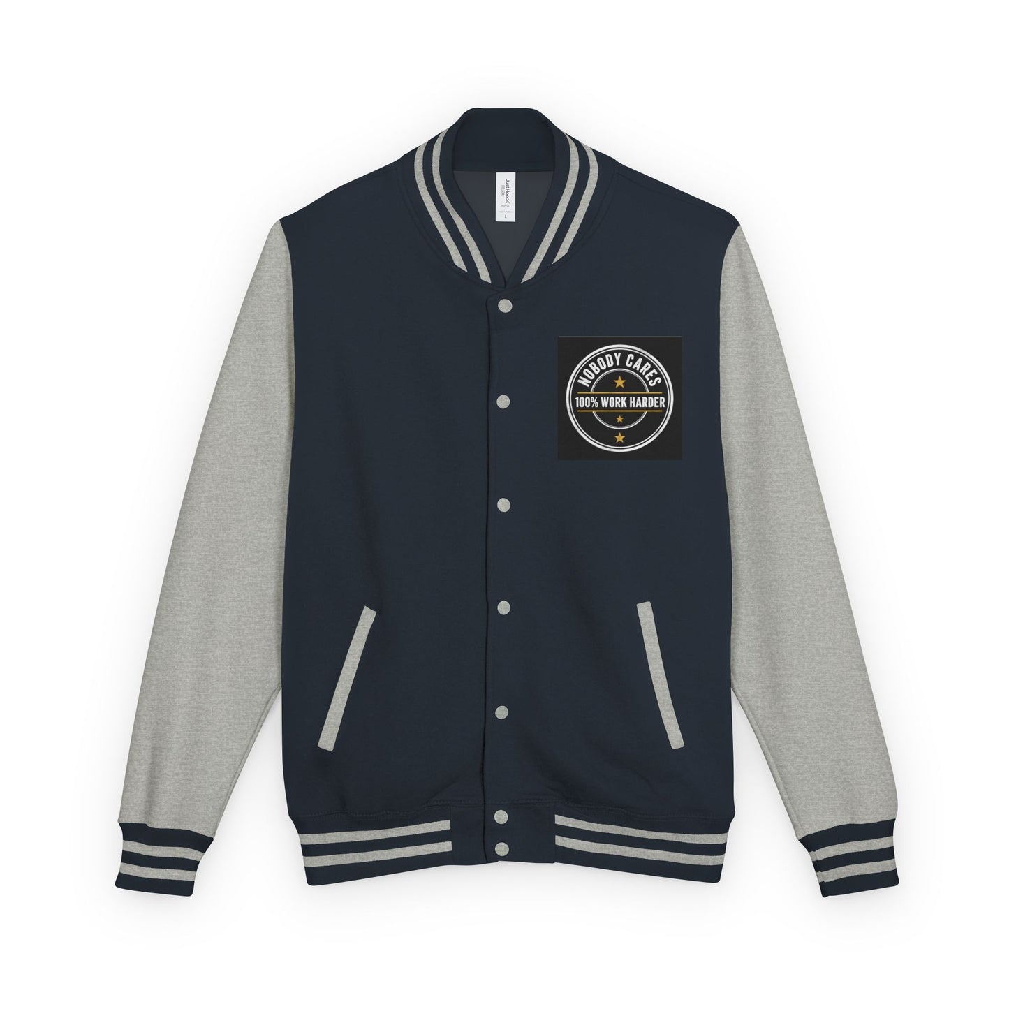 Letterman Jacket — "Nobody Cares, 100% Work Harder" Motivational Varsity Coat