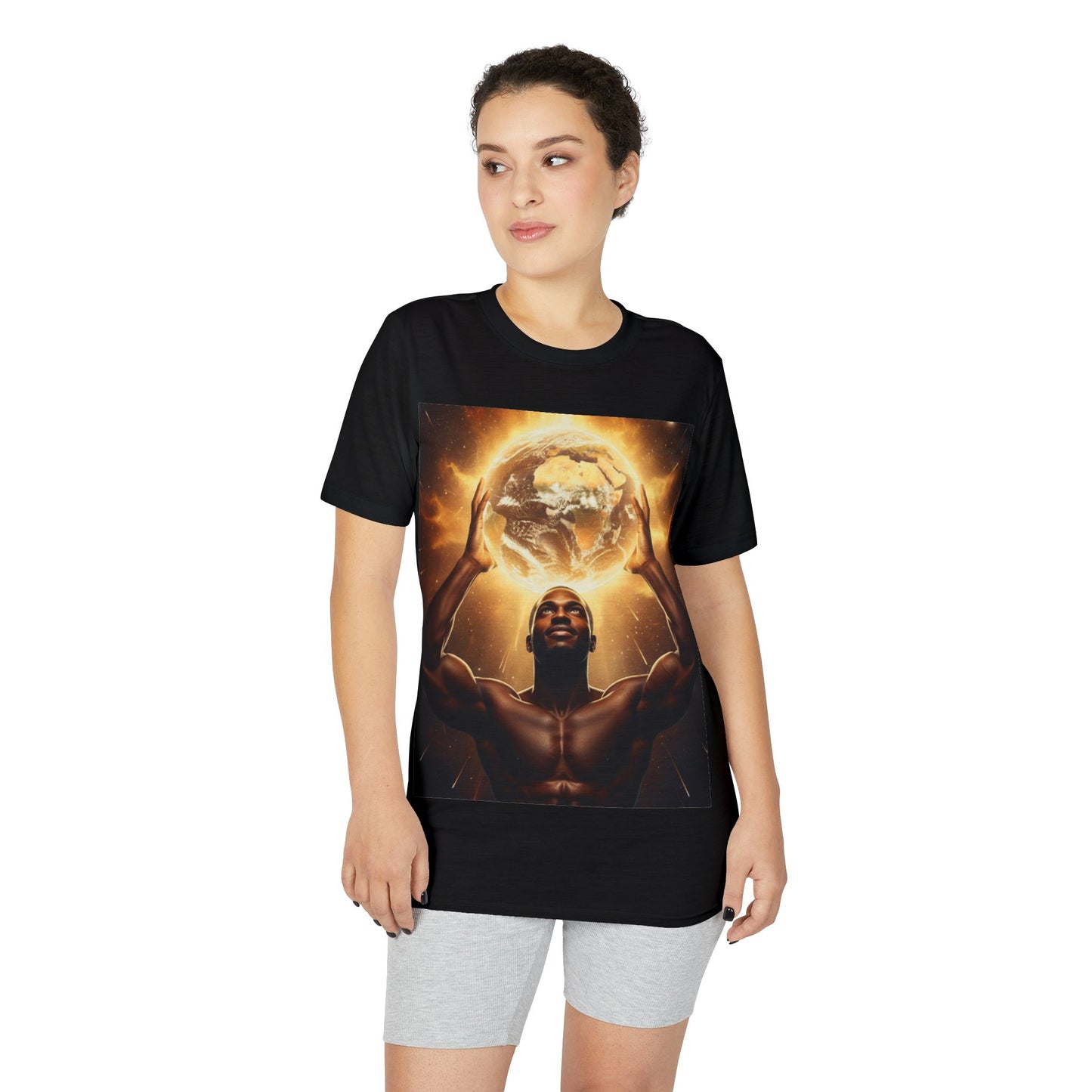 T-Shirt — Empowerment Artwork: Man Holding Glowing Earth Graphic Tee