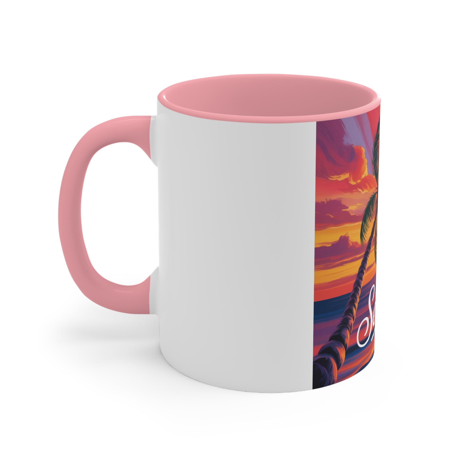 Serenity Sunset Accent Mug | Tropical Coffee Cup, Relaxation Gift, Beach Lover's Mug, Summer Decor, Gift for Her  Digital Art