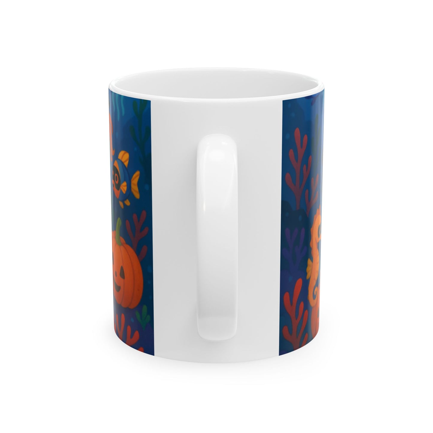 Enchanting Halloween Mermaid Mug - Fall Decor, Gift for Best Friends, Cute Coffee Cup, Pumpkins, Ocean Vibes, Fun Collectible  Digital Art