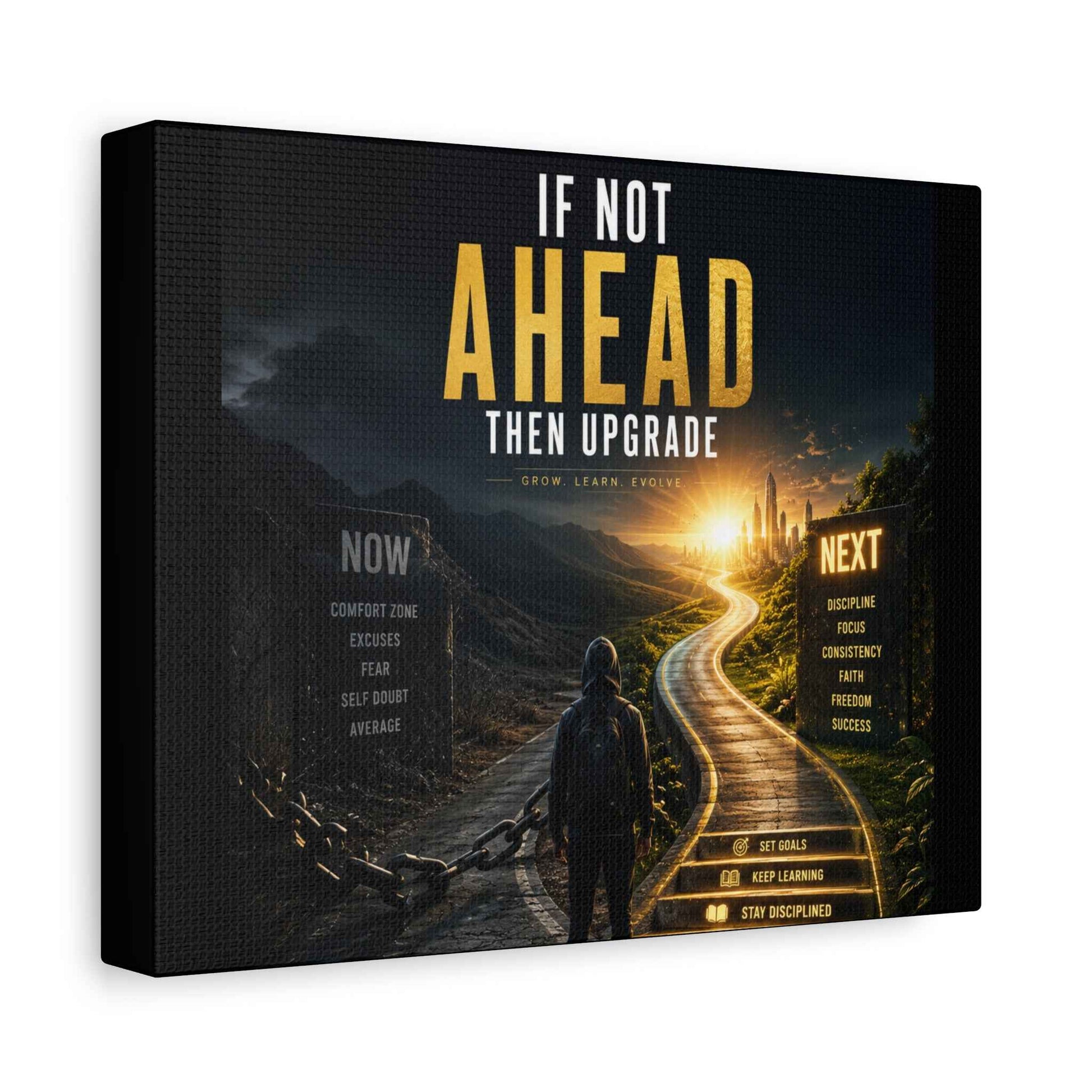 Motivational Canvas Wall Art - "If Not Ahead Then Upgrade" Inspirational Adventure Print