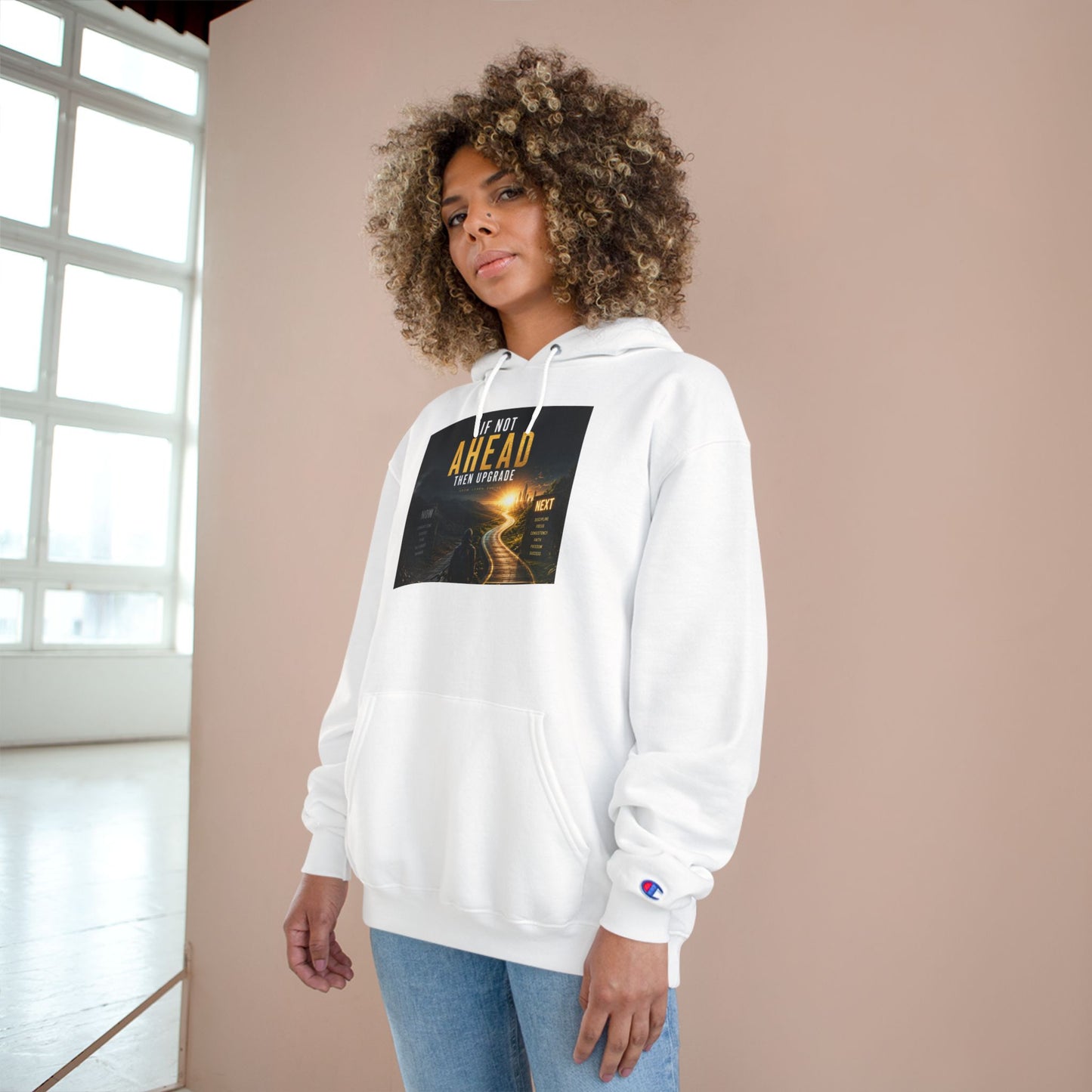 Motivational 'If Not Ahead, Take Aways' Champion Hoodie — Inspirational Road Trip Graphic Hoodie