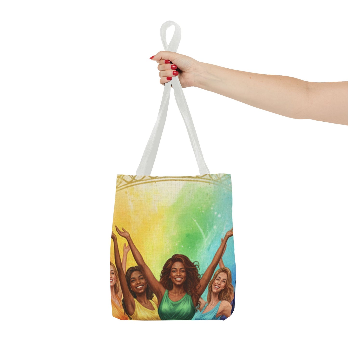 Colorful Celebration Tote Bag — Joyful Women & Rainbow Paint Design