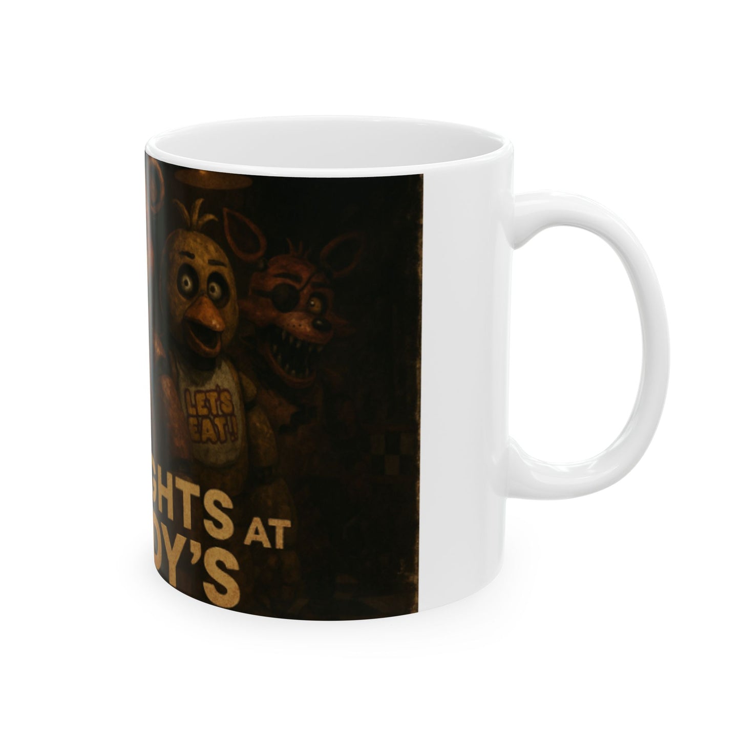 Fun Horror-Themed Ceramic Mug, Perfect for Gamers, Gift for Birthdays, Five Nights at Freddy's Fans, Cool Coffee Cup, Collectible  Digital Art