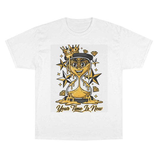 Champion T-Shirt — 'Your Time Is Now' Gold Crown Hourglass Graphic Tee