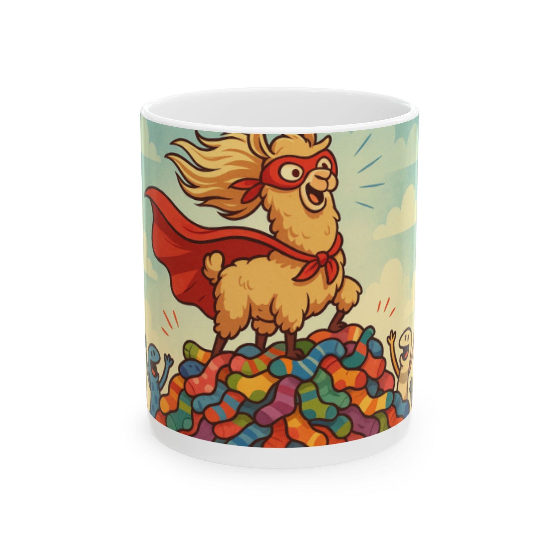 Superhero Llama Ceramic Mug - Fun Gift for Animal Lovers, Unique Coffee Cup, Warm and Whimsical Design for Home or Office  Digital Art